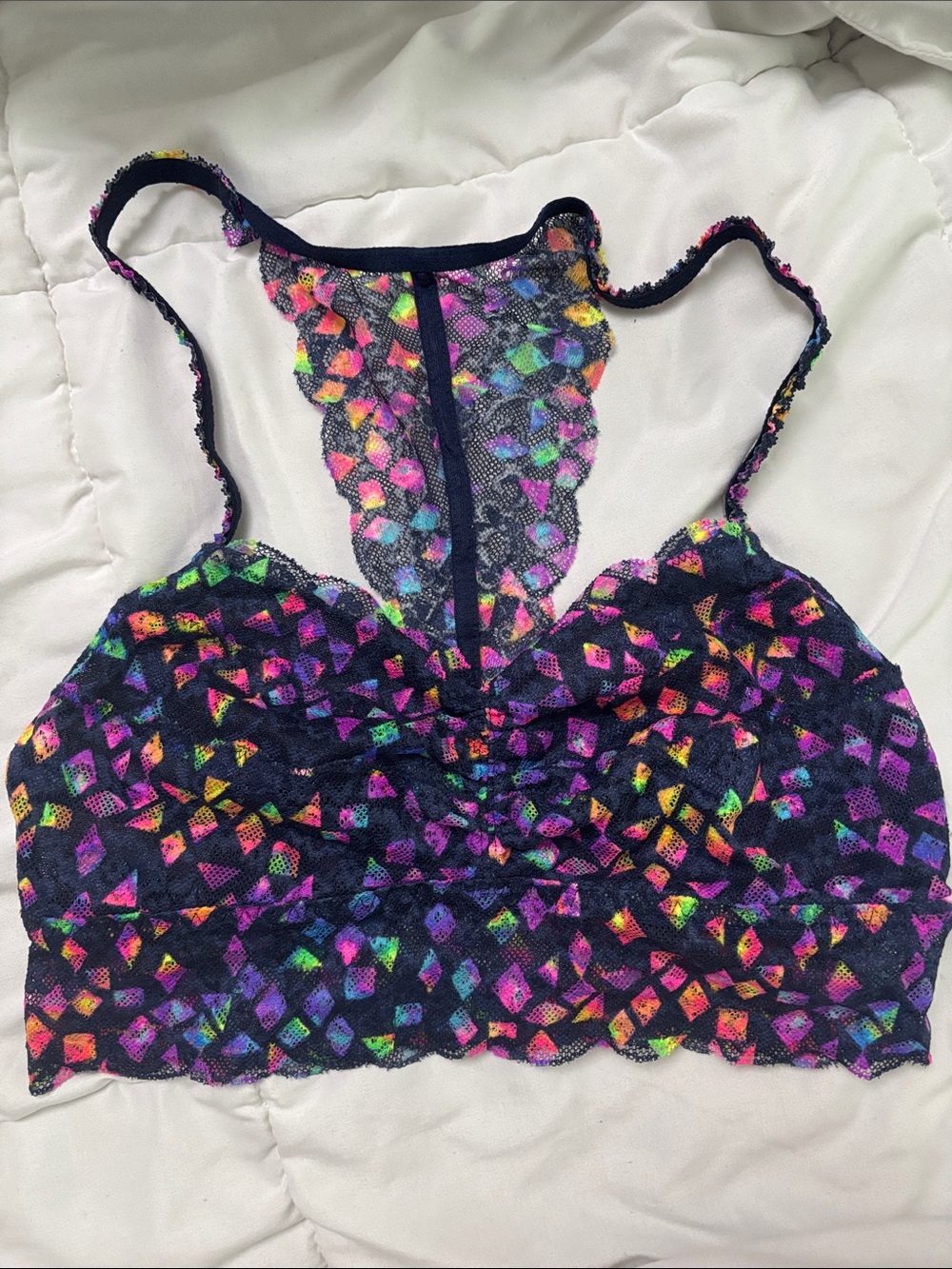 Victoria’s Secret PINK - RacerBack Bralette with Multicolor Geometric Print